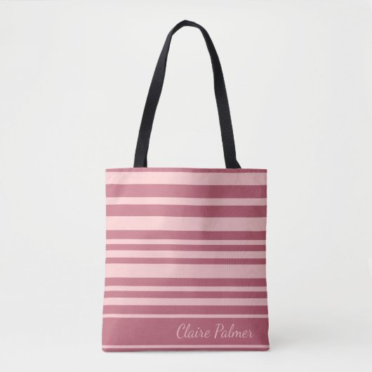 Schattige roze modern trendy strepen design tote bag (Voorkant)