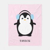 Schattige Roze moderne baby pinguïn kawaii Illustr Fleece Deken (Voorkant)