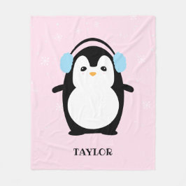 Schattige Roze moderne baby pinguïn kawaii Illustr Fleece Deken