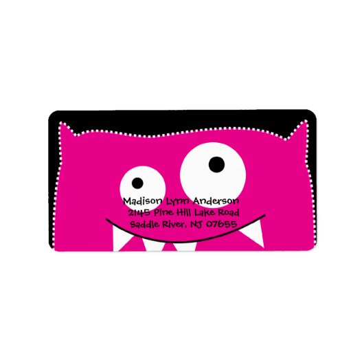 SCHATTIGE roze monster retour adres label (Voorkant)