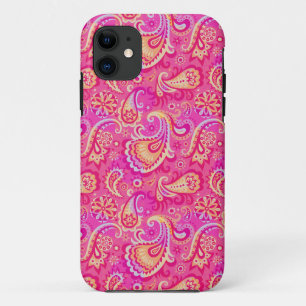 Schattige roze naadloze paisley look iPhone 11 hoesje