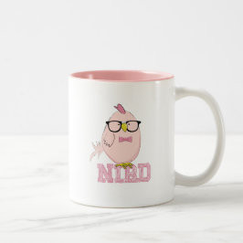 Schattige Roze Nerd Vogel met Bril Tweekleurige Koffiemok