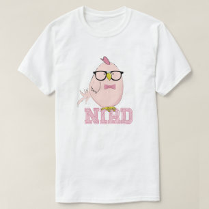 Schattige Roze Nerd Vogel T-shirt