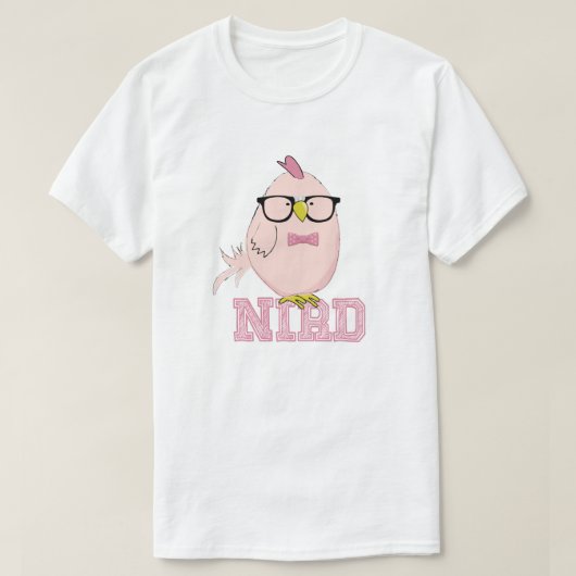Schattige Roze Nerd Vogel T-shirt (Design voorkant)