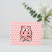 Schattige Roze Nijlpaard Briefkaart (Staand voorkant)