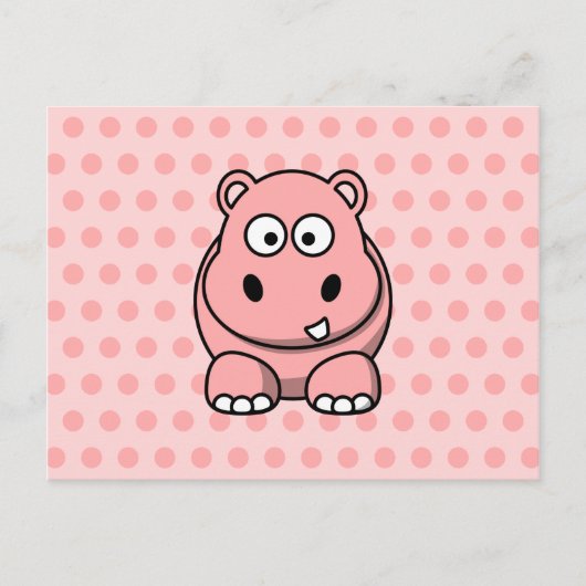 Schattige Roze Nijlpaard Briefkaart (Voorkant)