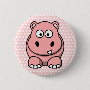 Schattige Roze Nijlpaard Ronde Button 5,7 Cm