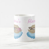 Schattige roze Noah's Ark Custom Name Gift Coffee Koffiemok (Center)