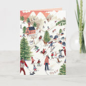 Schattige roze Nordic Winter Kerstmis Feestdagen Kaart (Voorkant)