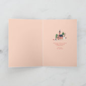 Schattige roze Nordic Winter Kerstmis Feestdagen Kaart (Binnen)
