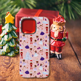 Schattige roze notenkraker kerstpatroon iPhone 16 pro max hoesje