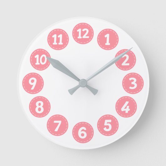 Schattige Roze Nummers Ronde Klok (Voorkant)