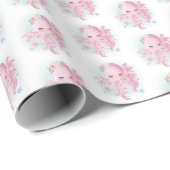 Schattige roze octopus Baby shower Cadeaupapier (Rol Hoek)