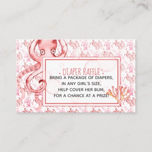 Schattige roze octopus Baby shower luier Raffle Ka Visitekaartje (Voorkant)