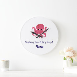Schattige Roze Octopus Kawaii Illustratie Grote Klok