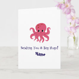Schattige Roze Octopus Kawaii Illustratie Kaart