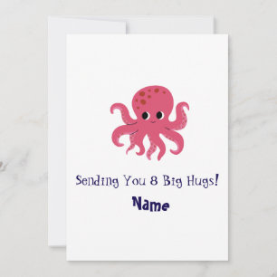 Schattige Roze Octopus Kawaii Illustratie Kaart
