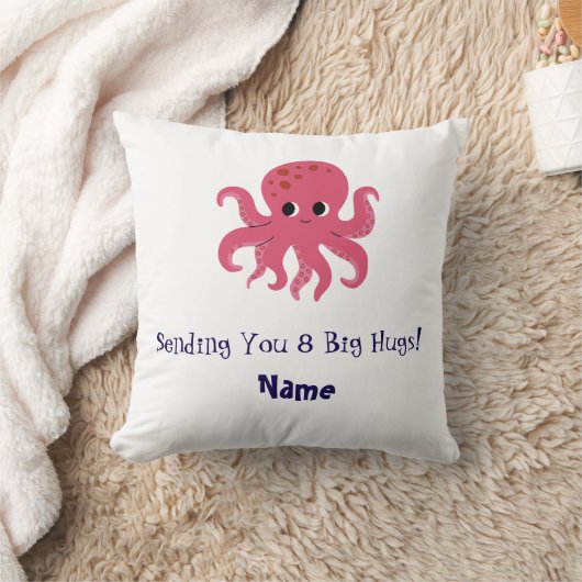 Schattige Roze Octopus Kawaii Illustratie Kussen (Deken)