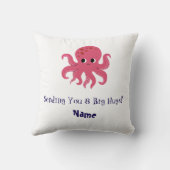 Schattige Roze Octopus Kawaii Illustratie Kussen (Achterkant)