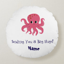 Schattige Roze Octopus Kawaii Illustratie Rond Kussen