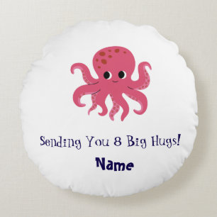 Schattige Roze Octopus Kawaii Illustratie Rond Kussen