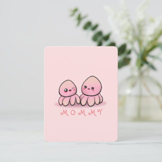 schattige roze octopus moeder bedankkaart