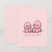 schattige roze octopus moeder bedankkaart (Voorkant / Achterkant)