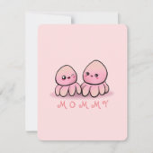 schattige roze octopus moeder bedankkaart (Voorkant)