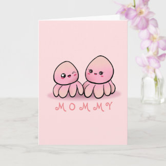 schattige roze octopus moeder kaart