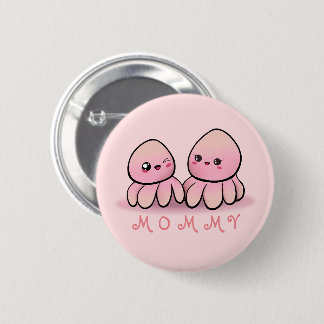 schattige roze octopus moeder ronde button 5,7 cm