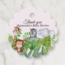 Schattige Roze Oerwoud Dieren Baby shower Dank u