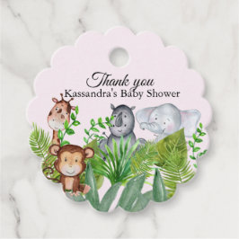 Schattige Roze Oerwoud Dieren Baby shower Dank u Bedankjes Labels
