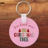 Schattige roze OH Kerstboom Bulk relatiegeschenk Sleutelhanger (Voorkant)