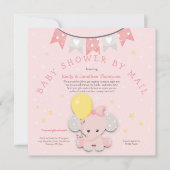 Schattige roze olifant Baby shower per post Kaart (Voorkant)