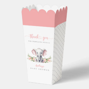Schattige Roze Olifant Bloemige Meisje Baby Shower Bedankdoosjes