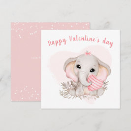 Schattige Roze Olifant Hart Meisje Valentijnsdag K Kaart