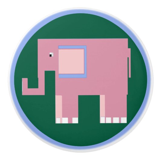Schattige roze olifant keramische knop (Voorkant)
