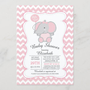 Schattige Roze Olifant Meisjes Baby shower Invitat Kaart