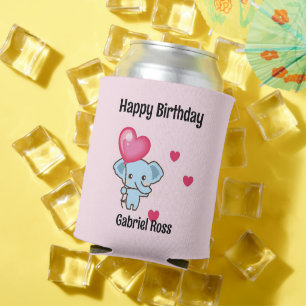 Schattige roze olifant verjaardag blikjeskoeler