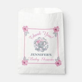 Schattige Roze Olifant Wild Safari Bloemen Baby sh Bedankzakje