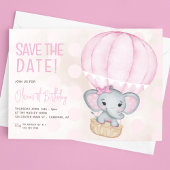 Schattige Roze Olifantballon 1e Verjaardag Save The Date