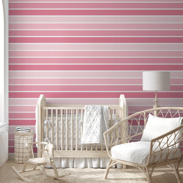 Schattige roze ombre gestreept patroon behang (Kinderen)