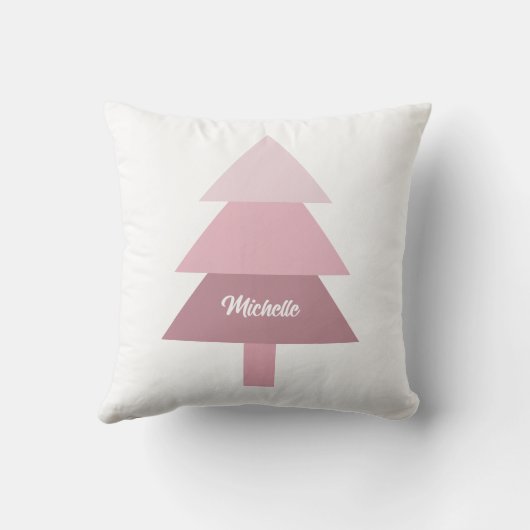 Schattige roze ombre kerstboom monogram kussen (Achterkant)