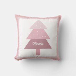 Schattige roze ombre kerstboom monogram kussen