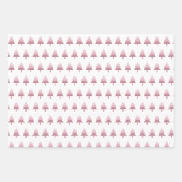 Schattige roze ombre kerstboompatroon inpakpapier vel