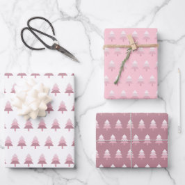 Schattige roze ombre kerstboompatroon inpakpapier vel