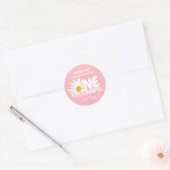 Schattige Roze ONEderful Daisy Bedankt Verjaardag Ronde Sticker (Envelop)