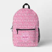 Schattige Roze op Roze Leopard Print | monogram Bedrukte Rugzak (Voorkant)