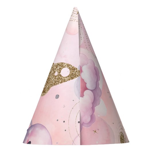 Schattige roze Outer space planet meisje Verjaarda Feesthoedjes (Achterkant)