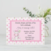 Schattige Roze Paard Eerste Verjaardag Uitnodiging (Staand voorkant)